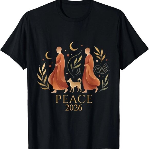 Jaci
H Other - Walk Peace 2026 World Peace Monks with Aloka Dog Spiritual T-Shirt .